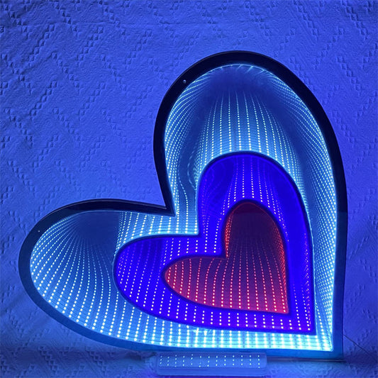 Custom Heart-Shaped Text Pattern Infinite Mirror