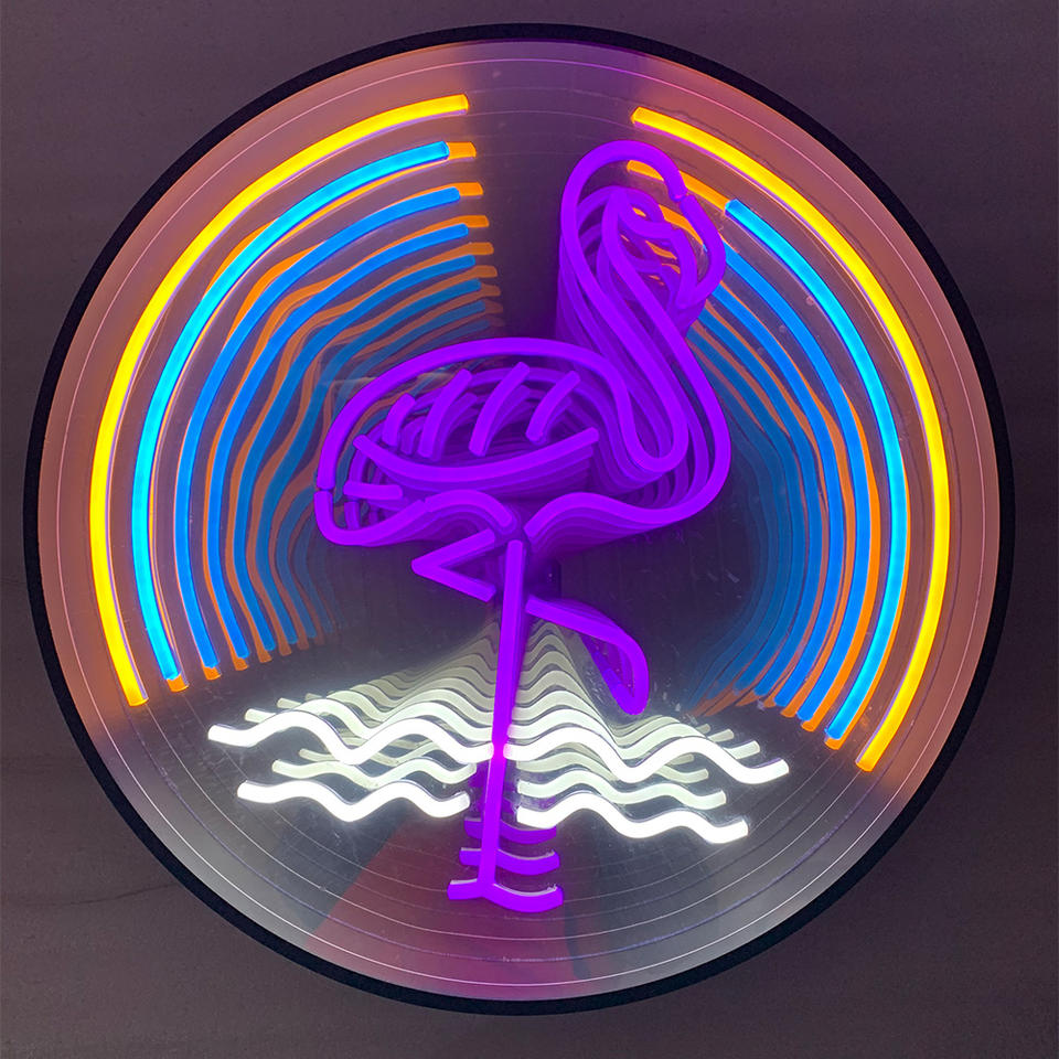 Red-crowned Crane Layered Mirror Abyss Mirror Decorative Lamp, Zoo, Park Decorative Lamp