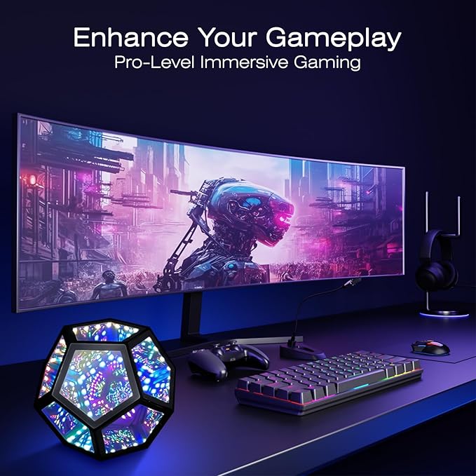 Infinite Diamond Gaming Lamp Cool RGBW Light Bedroom & Gaming Room Decorative Lamp Ambient Mood Night Light Birthday Gift