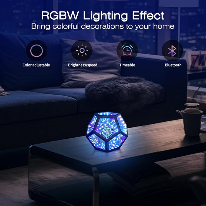 Infinite Diamond Gaming Lamp Cool RGBW Light Bedroom & Gaming Room Decorative Lamp Ambient Mood Night Light Birthday Gift