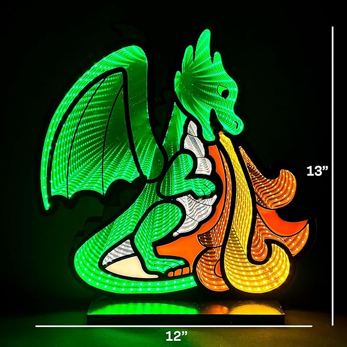 Infinite Dragon Mirror, Cool Desktop Lamp, Bedroom & Game Room Decorative Light, Ambiance Night Light, Birthday Gift