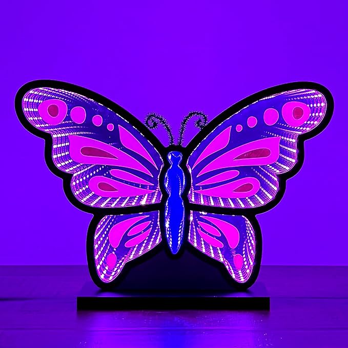 Butterfly Infinity Mirror Cool Desk Lamp Bedroom & Game Room Decorative Light Ambient Night Light Birthday Gift