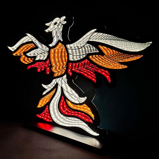 Phoenix Infinity Mirror, Desk Lamp, Night Light, Ambient Lighting, Birthday Gift