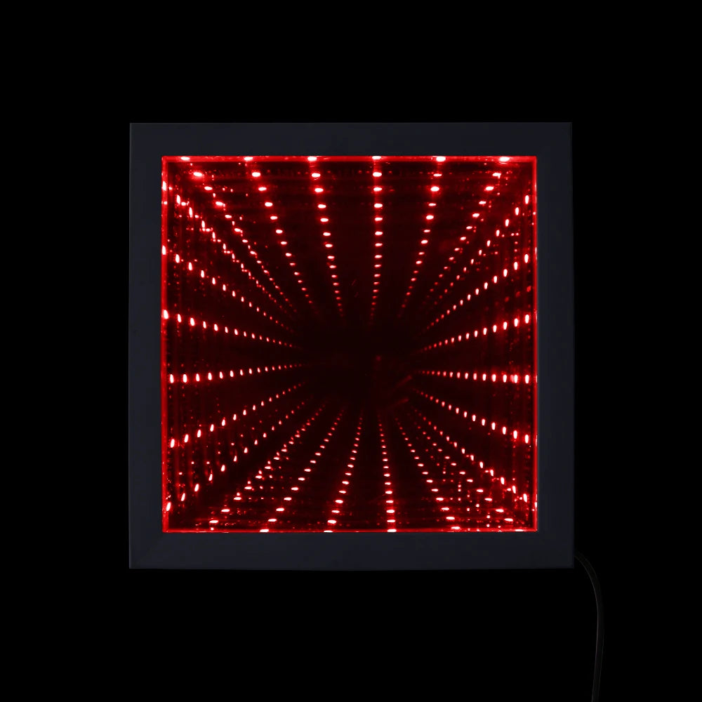 Custom Image Logo Text LED Infinity Mirror Wood Frame Personalised LED Picture Frame Cool Infinite Led Tunnel Lamp Neon Sign
