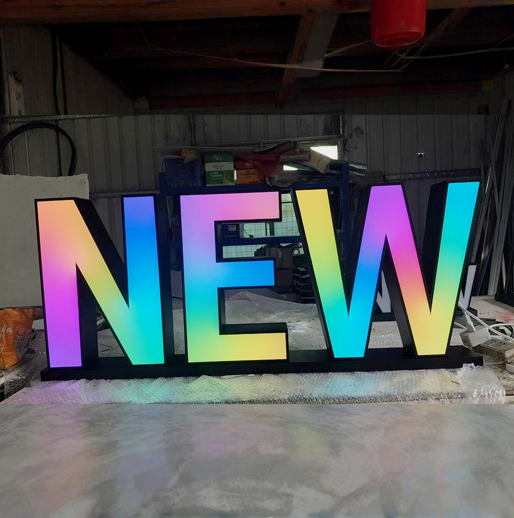 Full-color RGB color-changing 3D text