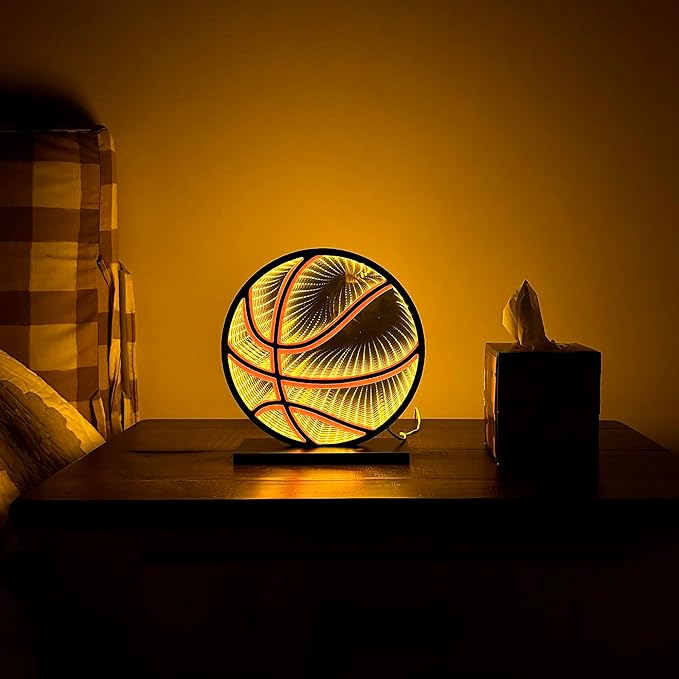 Infinite Basketball Mirror Cool Desk Lamp Bedroom & Game Room Decorative Light Ambient Night Light Birthday Gift