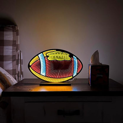 Rugby Infinity Mirror, Desk Lamp, Night Light, Ambient Lighting, Birthday Gift