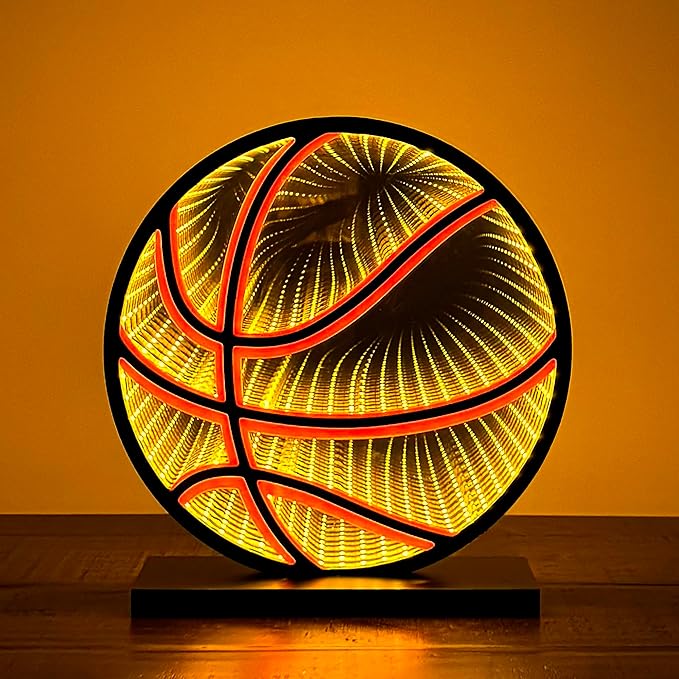 Infinite Basketball Mirror Cool Desk Lamp Bedroom & Game Room Decorative Light Ambient Night Light Birthday Gift