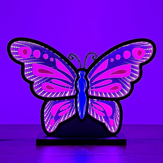 Butterfly Infinity Mirror Cool Desk Lamp Bedroom & Game Room Decorative Light Ambient Night Light Birthday Gift