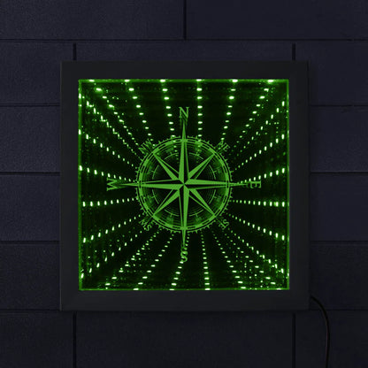 Nautical Compass Direction Infinity Mirror Frame Wind Rose Tunnel Light LED Mirror Infinite Reflections Marina Sea Sailor Gift