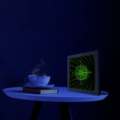 Nautical Compass Direction Infinity Mirror Frame Wind Rose Tunnel Light LED Mirror Infinite Reflections Marina Sea Sailor Gift