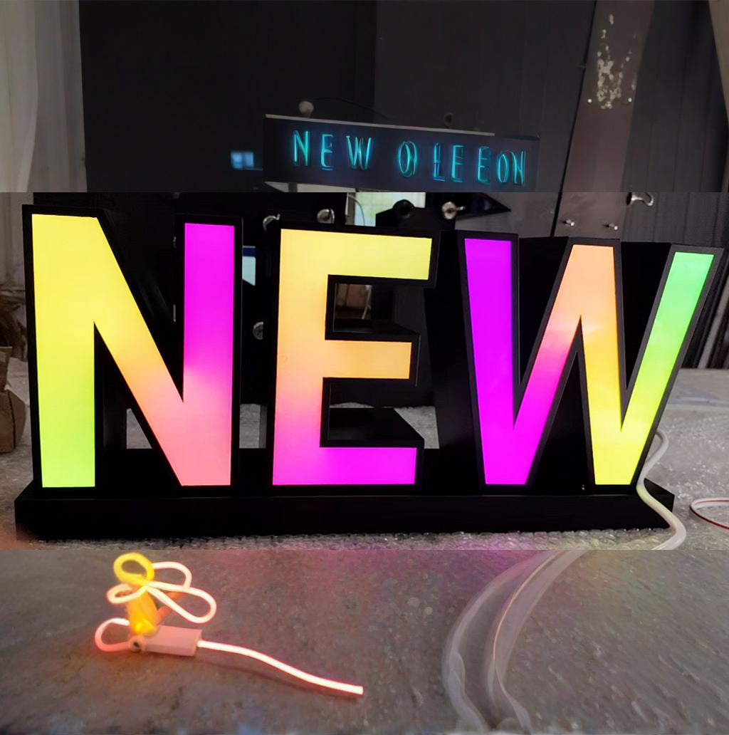 Full-color RGB color-changing 3D text